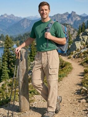 Cabela's Guidewear Men's Convertible Zip Off Cargo Hiking Fishing Pants Tan M